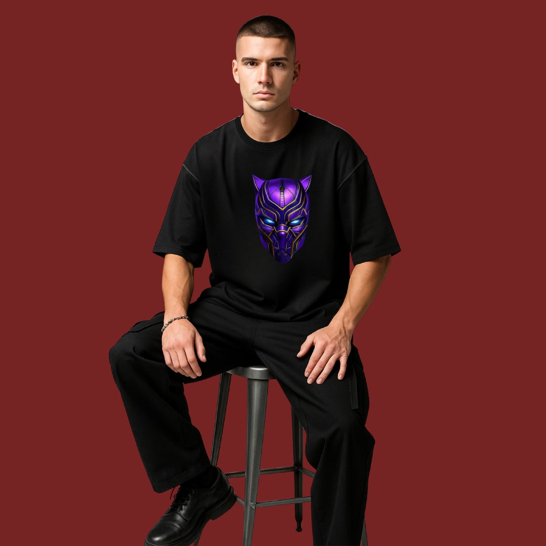 Black Panther Neon Glow Oversized T-Shirt