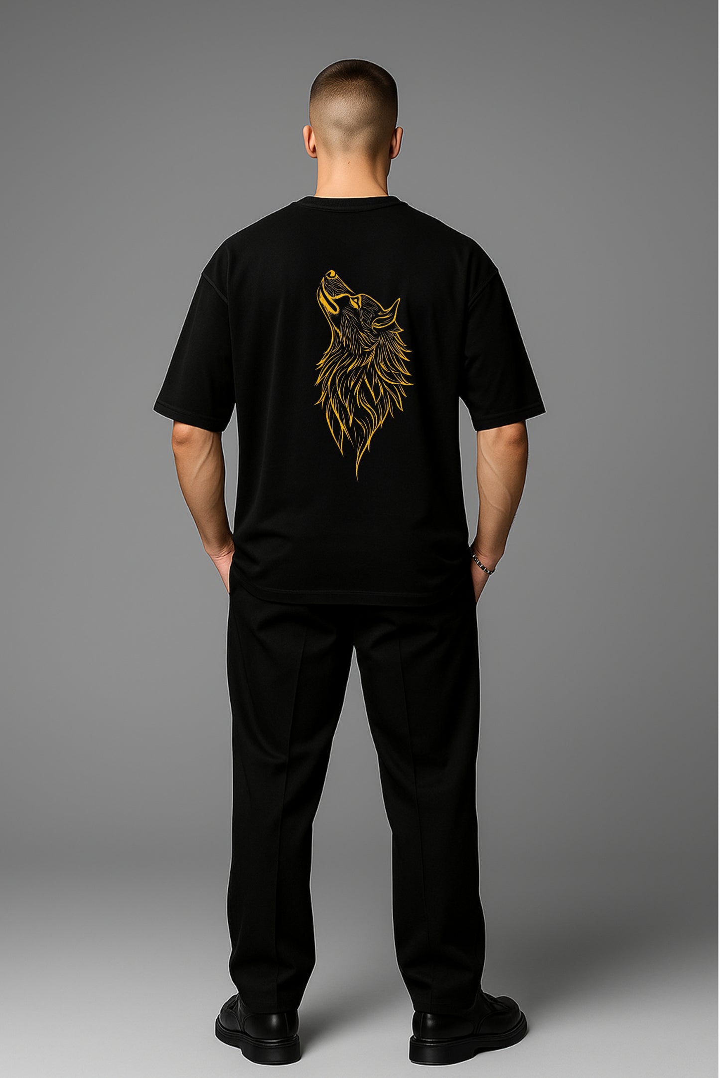 Oversized 'Wolf' Graphic T-Shirt for Men