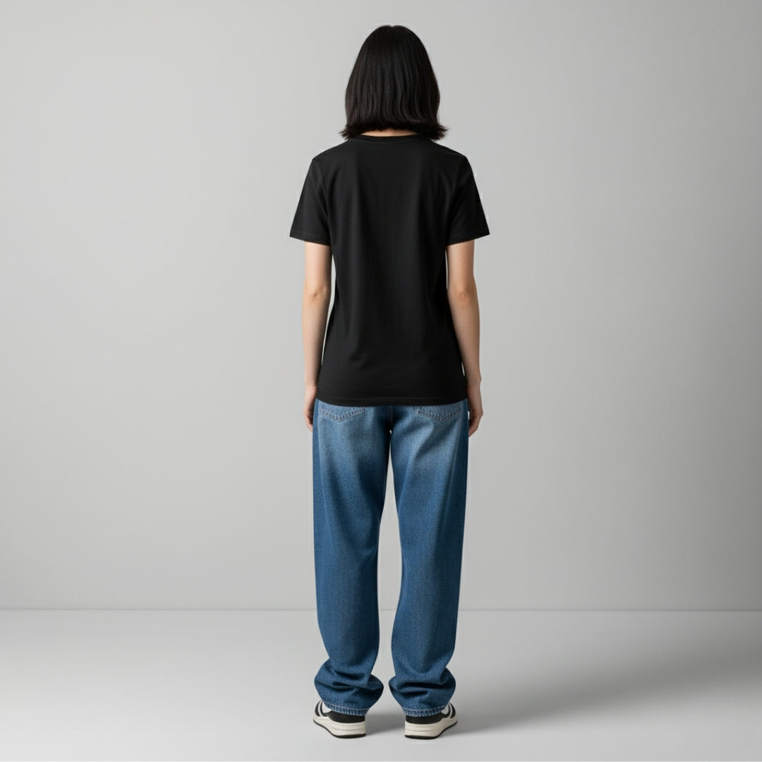 Black Floral Bloom Graphic T-Shirt – 200 GSM Cotton Regular Fit