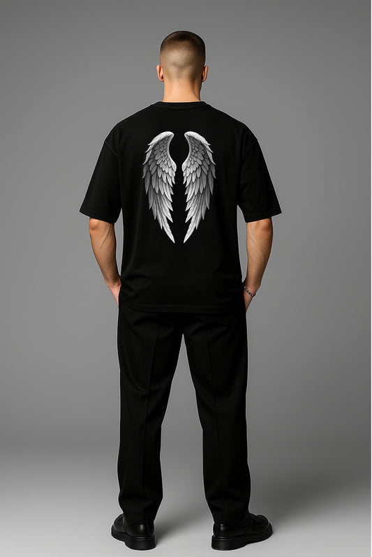 Angel Wings Oversized Black T-Shirt
