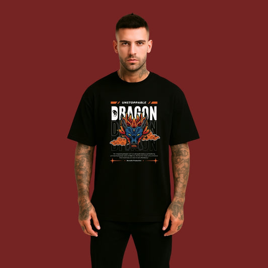 Snazzik Men's Dragon Graphic Oversized T-shirt