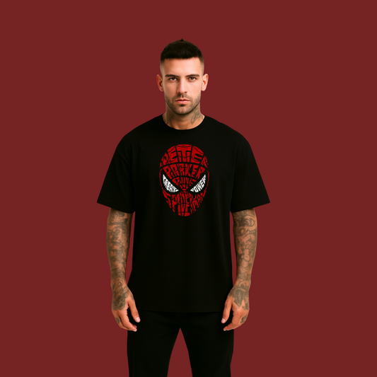 Men's Spider-Man Typography Oversized T-shirt