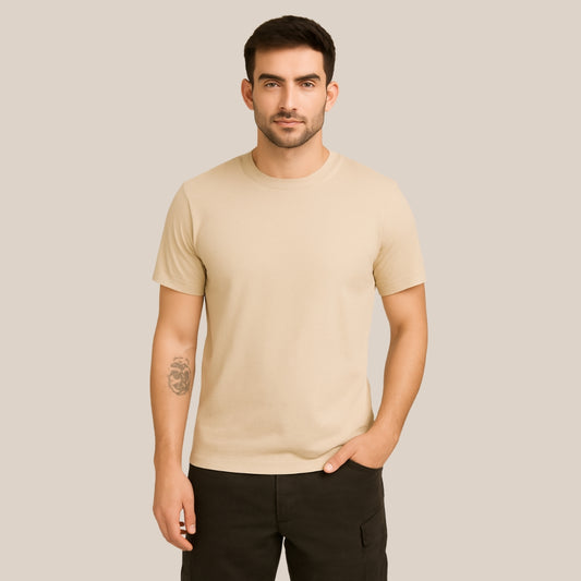 Snazzik Beige Regular Fit T-Shirt